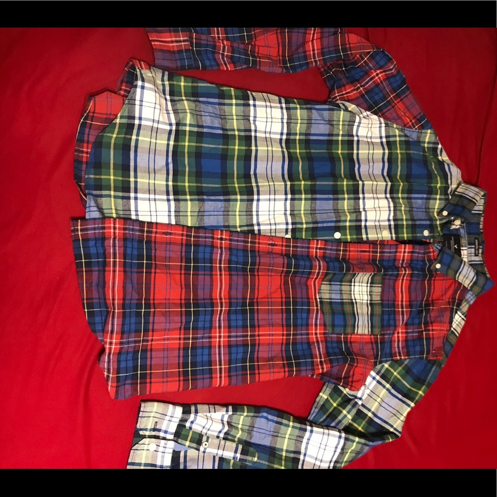 Plaid American eagle button up